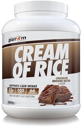 Per4m Cream of Rice | Easy-to-Digest Complex Carbohydrate | Gluten-Free, Plant-Based Smooth Rice Porridge | Ideal Pre- or Post-Workout (2kg (Pack of 1), Chocolate Brownie Batter)