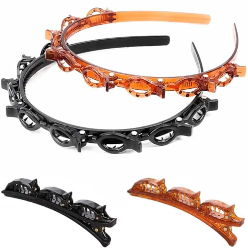 ZKGYUS Lot de 2 serre-têtes avec pinces - Bandeau avec