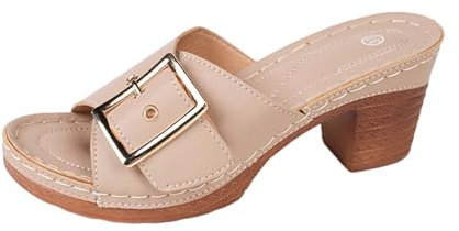 Hub Schuhe Damen Gefüttert Hohl Casual Hausschuhe Slope Bottom Schuhe Retro Sandalen Outdoor Schuhe Damen Wasserdicht Winter (Beige, 42)