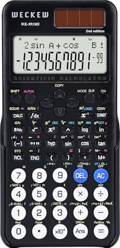 WECKEW Scientific Calculator 401 Function 2-line Display 10+2 Digits Solar and Battery Calculator with Slide-on Cover for Secondary School Black (991MS 2nd Edition)