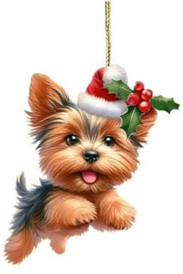 NZDFH Weihnachtsbaumschmuck 2D-Acryl-Weihnachtsanhänger Weihnachtsdeko Weihnachtskugeln Kleiner Hund Auto Rucksack Anhänger Weihnachten Home Dekorationen