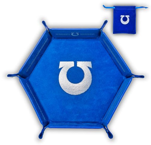 Power Beast Dungeon Tablero y Bandeja para Tirar Lanzar Dados Primaris + Bolsa para Dados Ultramarines 40k, Marines Espaciales 40.000, Ultramarine.