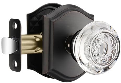 CLCTK Lot de 1 bouton de porte d'intérieur en cristal bronze huilé pour couloir et placard