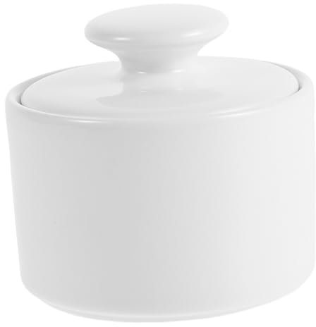 LALADEFIEE Ceramic Sugar Bowl Lid Retro White Sugar Container for Kitchen Countertop Storage