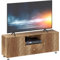 HOMCOM Mobile TV in legno Panca TV per televisori fino a 50 con 2 armadi e vano a giorno e cassetto per soggiorno camera da letto, 120 x 30 x 45 cm, legno naturale