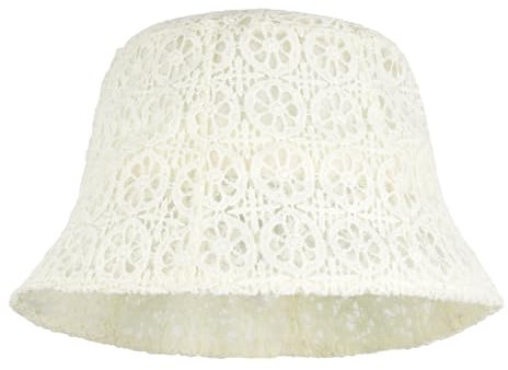 Meliyya Damen Spitzen Bucket-Hut Sommer Durchbrochene Sonnenhut Strandhut Breite Krempe Sommerhut, Beige