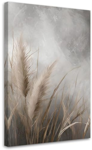 Feeby Wandbilder - Bilder Schlafzimmer - Gras Natur Botanik - 40x60 1tlg - Wohnzimmer Bild Groß - Wohnungs - Foto Geschenk - Leinwand Wall Art - Wand Deko