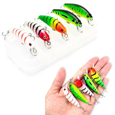 Wobbler Hecht, 5 Stück Hecht Köder Kunstköder Swimbait Oberflächenköder 5.5 cm für Süß und Salzwasser Zander Köder Raubfisch Angeln Hechtköder Wobbler