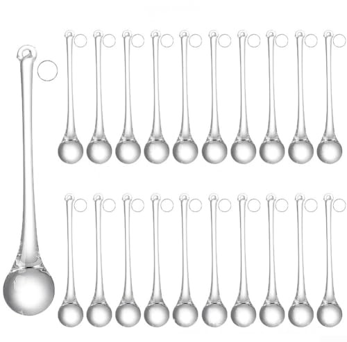 UrbanHu 20-teiliges Glas-Weihnachtsschmuck-Set, Regentropfen-Tropfen-Tropfen-Teile, transparentes handgefertigtes Glas zum Aufhängen an Bäumen, Türen und Fenstern (20 x 100 mm)