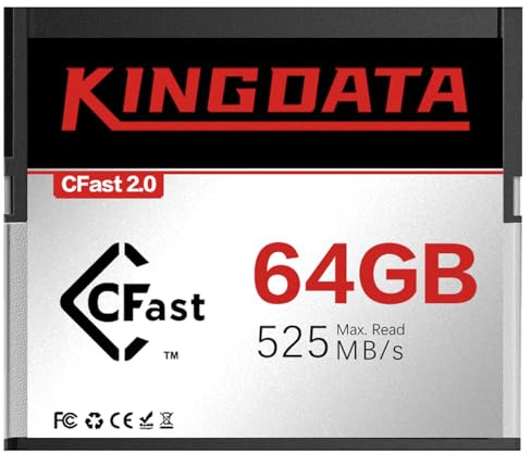 KINGDATA CFast 2.0 Memory Card 64GB High-Speed for 4K Video & HD Recording Compatible with Professional Cameras