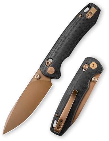 TRIVISA EDC Taschenmesser Klappmesser, 14C28N-Stahlklinge Rettungsmesser, Taschenmesser mit Gürtelclip, Outdoor-EDC-Messer für Camping, Jagd und Wandern, Dragonfly (Roségold)
