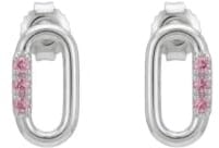 Suzan Gold® 925 Sterling Silber Ohrstecker Damen Oval Link Ohrringe mit pink Zirkonia elegant minimalistisch vergoldet nickelfrei Geschenk Oval Link Stud Earrings Pink