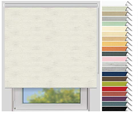 EFIXS Thermorollo Medium - 25 mm Welle - Breiten: 40-240 cm - Höhen bis 240 cm - Hier: 120 cm x 240 cm (Stoffbreite x Höhe) - leinen (063) - Hitzeschutzrollo - Verdunklungsrollo