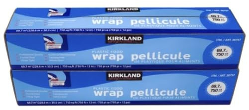 Kirkland Signature Stretch Tite Plastic Food Wrap eXiZgc, 2 Packs (750 Sq ft Food Wrap)