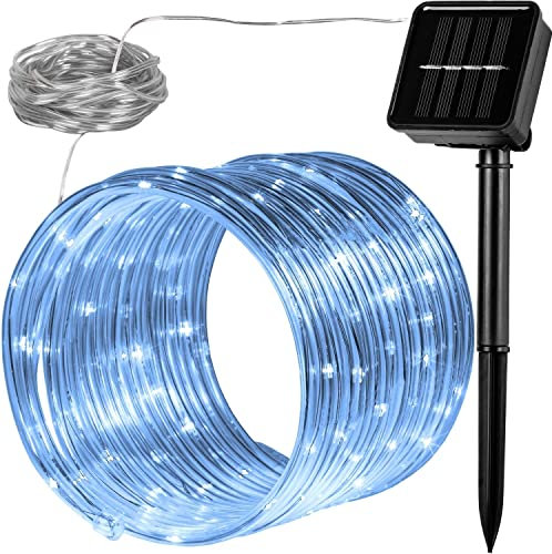 VOLTRONIC Solar Lichterschlauch 100 LEDs, innen und außen, IP44, 2 Leuchtmodi, Farbwahl, kaltweiß