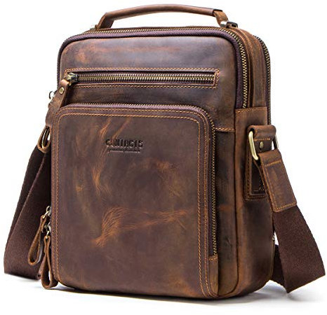 Bolso bandolera de cuero para hombre, bolso bandolera de cuero para hombre, bolsa de viaje para iPad de 9.7 pulgadas, bolsa de viaje escolar