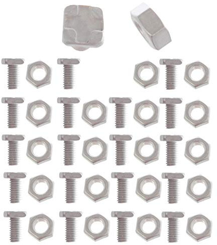 Spares2go Aluminium Square Head Bolts & Nuts M6 x 14mm 1mm Pitch for Greenhouse Frames/Shelving Staging (Pack of 20)