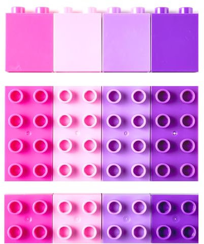 Strictly Briks - mattoncini grandi - set di costruzioni per bambini - 100% compatibile con giochi ad incastro grandi - rosa, magenta, lavanda, viola - 84 pezzi