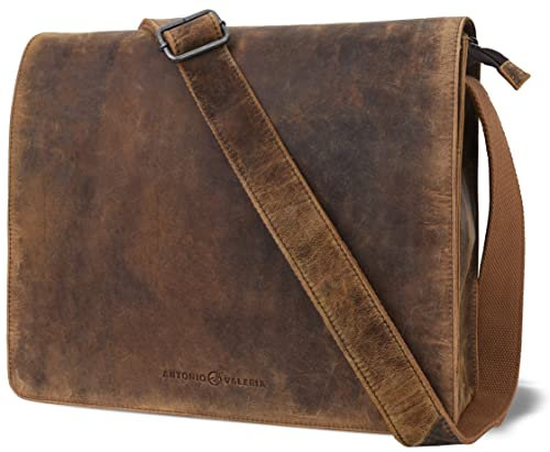 ANTONIO VALERIA Albert Premium Leder Messenger Bag für Herren, Brown, Einheitsgröße…