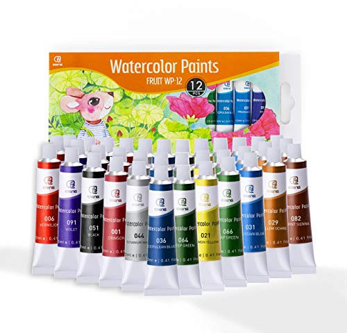 ESENG® Premium Aquarellfarben, FRUIT WP-12, 12 Tuben x 12ml, für Anfänger, Amateure, Profis und Künstler.