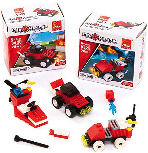 Baker Ross AX380 Feuerwehr Bauklötzchen Bastelset für Kinder - 4 Stück, Lustiges Spielzeug für Kinder zur Winterzeit perfekte Party, Beute, Preis oder Korbfüller