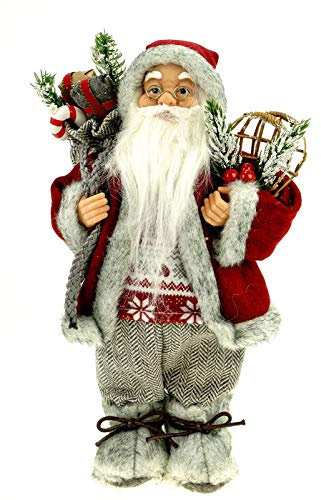 Kremers Schatzkiste Weihnachtsmann Dekofigur 30 cm Figur Weihnachten Geschenk rot Santa Claus