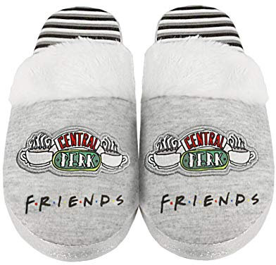 FRIENDS Pantoufles pour Femmes Central Perk Ladies Fluffy Shoes 38/39 EU Gris taille 7