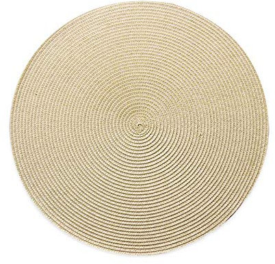 Huayuehong Tovaglietta Rotondo Tappetino Tondo con Isolamento Termico Tappetino da Tavolo in Pp Stile Giapponese Set da 4 Pezzi-Oro Beige (38 Cm)