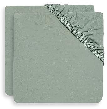 Jollein Drap-Housse en Jersey 2-Pièces, 120 cm Longueur x 60 cm Largeur, Vert Cendré