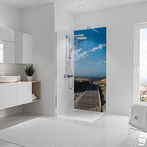 Schulte DecoDesign Set Eck, Steg Nordsee + Kombi weiß, 210 x 90 cm, inkl, Profilset Alu-Natur, 2 x Endprofil, 1 x Eckprofil in Ecke