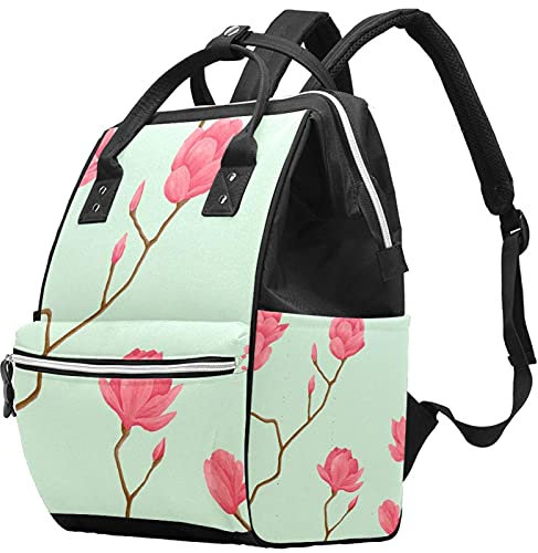 Wickeltasche im Vintage-Stil, Blumenmuster, Grün