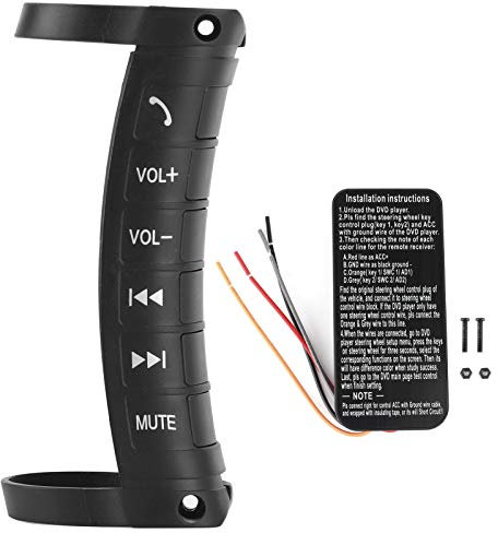 Télécommande au Volant, Qiilu Multifonction Universelle Bouton de Volant Portable sans Fil Bluetooth Voiture Appels Téléphoniques Contrôleur Musique Navigation, Contrôle DVD Double Din Noir