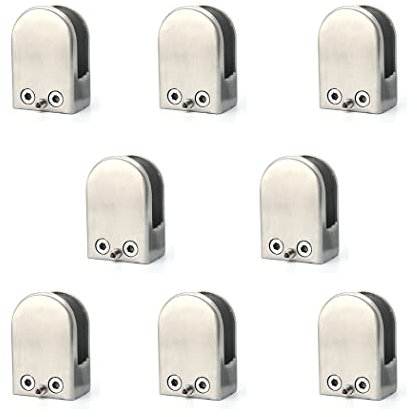 Collier de Fixation Verre Inox 304 - Support à Bec de Poisson sans Perçage pour Garde-Corps d'Escalier, Fixation Invisible pour Vitrage (Lot de 8) (5-8 mm)