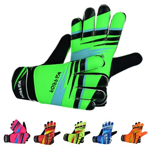 warrior gears Torwarthandschuhe für Kinder, Junior-Torwarthandschuhe mit doppeltem Handgelenkschutz – Grün, Größe 4 (7–9 Jahre)
