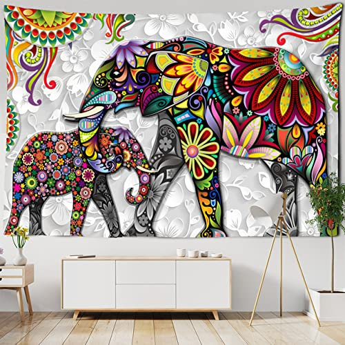 LIJUCAI 3D Wandbild Elefant Tapisserie Wandbehang Bohemian Hippie Schlafzimmer Hintergrund Tuch Druck Wohnkultur,cmyk890,150x150cm