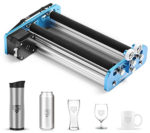 Genmitsu Laser Rotary Roller V2 für Laser Gravier-/Schneidgeräte, Laser Drehrolle, Y-Achsen Rotations-Rollen Modul zum Gravieren von zylindrischen Objekten, Wein Gläsern, Bechern und Stiften per Laser