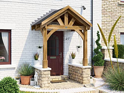 Dunster House Wooden Porch Canopy 2m x 1.5m Thunderdam (2 Post Half Height)