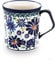 Bunzlauer keramik Becher 250ml – Kaffeebecher/Teetasse mit eckigem Henkel, Ø 8 cm, H 9,2 cm, klassische traditionelle Form (Dekor DU126)