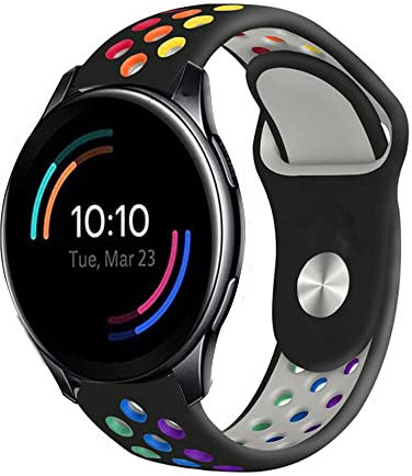 Strap-it OnePlus Watch Sportarmband (Schwarz/Bunt)