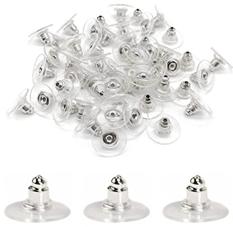 100 Pezzi Chiusure per Orecchini Silicone Fermaorecchini Chiusure Orecchini Ferma Orecchini in Silicone Trasparente