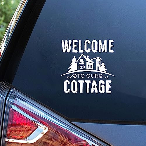 Yelolyio Vinyl-Auto-Aufkleber, Aufschrift Welcome to Our Cottage, 15,2 cm, wasserdicht, motivierende Wort-Buchstaben-Aufkleber, Autos, Laptops, Wände, Türen, Fenster, Stoßstangenaufkleber