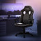 ML-Design Gaming Stuhl mit Wippfunktion, Weiß, Kunstleder, Ergonomischer Bürostuhl mit Armlehne, Drehstuhl höhenverstellbar, S-förmige Rückenlehne, Racing Gamer Stuhl Arbeitsstuhl Schreibtischstuhl