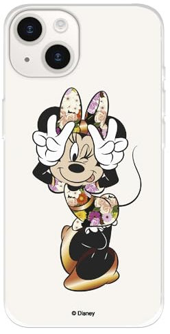 Hülle Kompatibel mit iPhone 15 Offizielle Disney Minnie Posing zum Schutz Ihres Mobiltelefons, Transparent Silikon Flexible Hülle mit Offiziell lizenzierten Disney Classics
