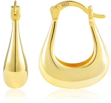 ALEXCRAFT 14K Ohrringe Gold Creolen Breit für Damen Goldener Ohrringe Vergoldete Geschenk für Frauen Freundin Mama Mädchen
