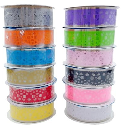 ONEBO 12 Rolls Spitze Tape,Spitzenband Sticky Klebeband,Farbige Klebeband,Für Diy Scrapbooking Dekorative Handwerk Geschenk(100 * 1.5 cm)