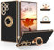 Samsung Galaxy S24 Ultra Hülle, SouliGo Galaxy S24 Ultra Handyhülle Slim weiche TPU Silikon Case Cover mit 360 Grad Ring Halter Ständer stabil Kratzfest Hülle für Samsung Galaxy S24 Ultra Schwarz Gold