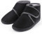 TIESTRA Warm Hausschuhe Herren Winter Lammfell Diabetiker Hausschuhe Breiter Fuß Filzpantoffeln Mit Memory Foam Sohle,Filz Herrenhausschuhe Mit Klettverschluss,Schwarz 43