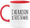 quotedazur - Mug Cadeau Maman - J'ai Raison Je Suis Ta Mère - Tasse Cadeau Fête Des Mères - Rouge/Céramique