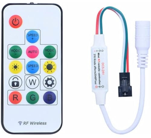 Ruimeimei Mini Controlador LED de 14 Teclas DC5-24 V, Mando a Distancia RGB Inalámbrico Con Receptor Para Tiras de Luces LED SMD 3528 5050 2835