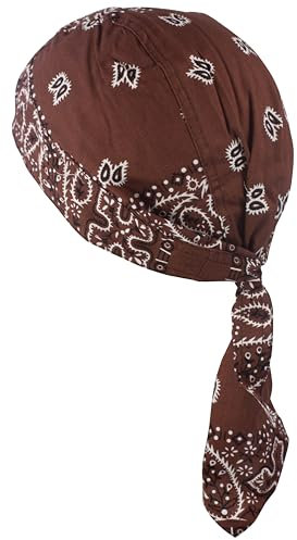 fashionchimp Zandana aus 100% Baumwolle, Bandana-Kopftuch, Bikertuch für Damen und Herren, Muster-Print (Schoko-Paisley) BAC068